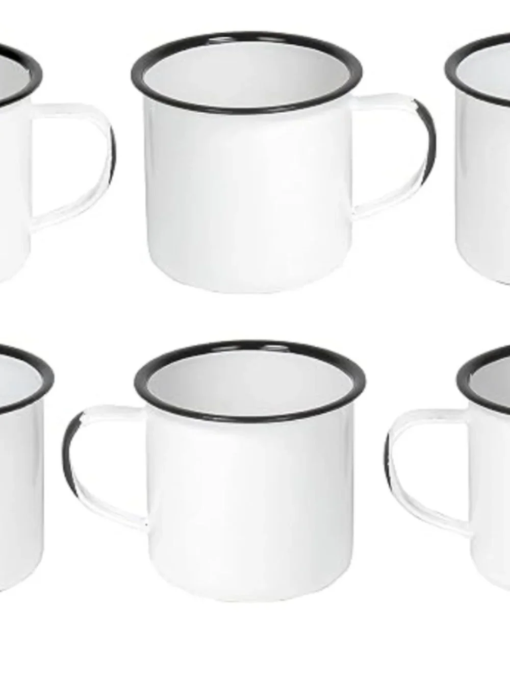 Red Co. Set of 6 Enamelware Metal Medium Classic 12 Oz Coffee and Tea Mug - New